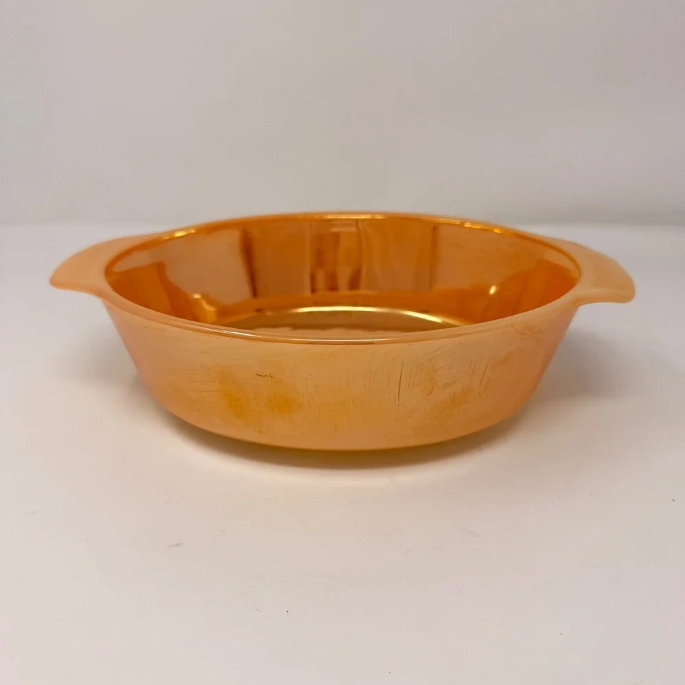 Vintage Fire King Peach Luster Oval Au Gratin Casserole Dish‎ Anchor Hocking